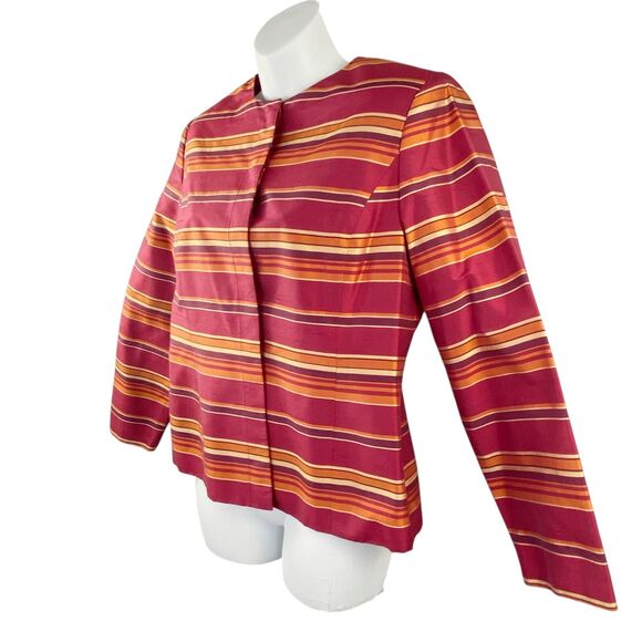 Kasper & Company ASL Women 8P Silk Jacket Career Red Striped Lined NEW Deadstock - Picture 2 of 10